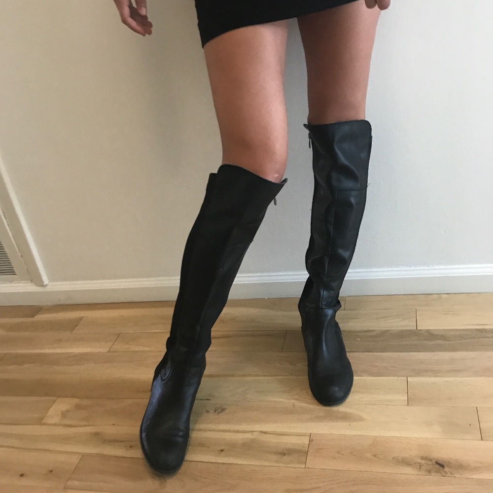 Franco Sarto over the knee motor leather boots